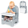 Orzbow Portable High Chair with Tray, Foldable Booster Seat for Travel Toddlers 6-36 Months, Baby Chair for Dining Table, Camping, Beach, Portable Booster Chair, Up to 33 lbs Baby, Grey