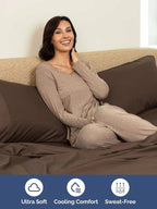 Extra Deep Queen Sheet Set - 6 Piece Breathable and Cooling Sheets - Hotel Luxury Bed Sheets Set - Easy & Secure Fit - Soft, Wrinkle Free and Comfy Sheets Set - Brown Sheet Set with Extra Deep Pockets