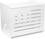 Wooden WiFi Router Storage Box - Deluxe Wall Mountable Decorative Modem Shelf Hider Cover with Cable Management System - Rustic Home Organization Solution for Most Routers Up to 11" Tall - White