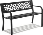 Garden Bench, Outdoor Benches, Iron Steel Frame Patio Bench