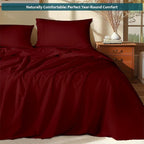 XL Twin Sheets Set - Luxury 338 Thread Count 100% Egyptian Cotton Sateen, Twin XL Sheet Set with All Around Elastic for a, Hotel Quality Bedding (Burgundy Solid)