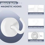 Neosmuk Magnetic Hooks, Cruise Ship Essentials, 40lb+ Heavy Duty Magnetic Hooks for Cruise Cabins, Refrigerator, Grill, Hanging, and Travel | Extra Strong Must-Haves Magnet Hook,White,Pack of 10