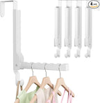 4 Pack Over The Door Hanger Foldable Over The Door Hooks，Rust-Resistant Overdoor Hanger Hook for Laundry (Clothes Drying Rack)&Bathroom (Towel Rack) Small Portable,White