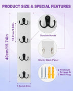 UCEC Vertical Key Holder for Wall with Hooks, Space-Saving Wooden Key Holder Wall Mount Small Organizer for Entryway, Keys, Wallets, and Pet Leashes – White Key Rack for Front Door or Garage Decor