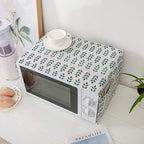 AKOAK 1 Pack 30cm x 90cm/11.81" x 35.43" Household Kitchen Microwave Dust Cover Cotton Linen Oven Cover with Storage Bag Home Decoration Accessories (Green Plants)