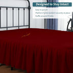 Shreem Linen Ruffled Bed Skirt with Split Corners, Gathered Style, 100% Microfiber, 8-Inch Drop, Dust Ruffle Bedskirt with Platform, Full-XXL, Burgundy