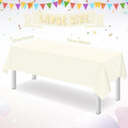32 Pack Beige Plastic Tablecloth for Rectangle Tables, Premium Decorative Ivory Disposable Table Cloths for Parties, Rectangle Cream Party Table Cover for Birthday Wedding Baby Shower, 54x108 Inch