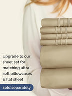 Extra Deep King Fitted Sheet - Hotel Luxury Single Fitted Sheet Only - Easily Fits 18 inch to 24 inch Mattress - Ultra Soft, Wrinkle Free w/Extra Deep Pockets - Easy-Care, Breathable & Comfy - Beige