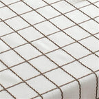 Simple Bedside Table Tassel Cover Cloth, Tablecloth Cover Towel, Suitable for Bedside Table TV Microwave Washing Machine Refrigerator Dust Cover (White Bars, 15.7 * 35.4 inches)