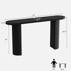 55" Fluted Console Table with Solid Wood Legs, Long Farmhouse Entryway Table with Rounded Corners, Morden Sofa Tables Behind Couch for Foyer, Entrance, Living Room, Hallway, Black