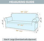 LURKA Stretch Oversized Sofa Slipcovers 1 Piece Couch Covers for 3 Cushion Couch Sofa Furniture Protector Full Sofa Covers with Elastic Bottom for Kids and Pet (X-Large, Khaki)