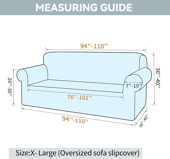 LURKA Stretch Oversized Sofa Slipcovers 1 Piece Couch Covers for 3 Cushion Couch Sofa Furniture Protector Full Sofa Covers with Elastic Bottom for Kids and Pet (X-Large, Khaki)