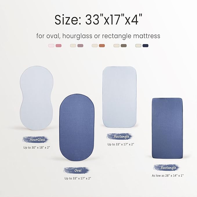 lulumoon Baby Muslin Bassinet Sheets: Cotton Bassinet Sheets Neutral for Boys and Girls - Fitted for Oval Rectangle or Hourglass