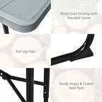 GYMAX Picnic Table, 550 LBS Folding Picnic Tables with Benches & Seats, Weather-Resistant Easy Setup Portable Picnic Table, Wood-Like Foldable Picnic Tables for Outdoors Patio Deck Party BBQ (Grey)