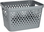Glad Plastic Storage Basket Set, Value Pack of 6 | Open Storage Bins for Shelves, Bathroom, Pantry, Closet | Nesting Organizer Boxes with Handles, 4 Gallon, Grey