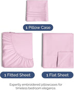 Twin XL Size 3 Piece Sheet Set - Comfy Breathable & Cooling Bed Sheets Set - Hotel Luxury Bedding for Women, Men, Kids, Teens, Boys & Girls - Deep Pockets, Soft, Wrinkle Free - Oeko-Tex - Light Pink