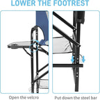 Outvita 4 Piece 31" Tall Directors Chair Height Seat Folding with Side Table Storage Bag, Support for 300Lbs Portable Makeup Artist Chair with Bar Height(Blue/Grey)