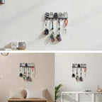 Key Holder Wall Mounted with Screws and Anchors, Black Multifunctional Key Hanger with 7 Hooks, Entryway Front Door Kitchen Hallway Garage Office