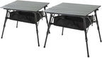 ARROWHEAD OUTDOOR 2-Pack 39" Aluminum Folding Camp Roll Up Table w/Adjustable Height, Undertable Mesh Storage, Carry Bag