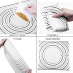 Rolling Pins, Stainless Steel Dough Roller, Rolling Pin and Silicone Baking Pastry Mat Set, Adjustable Rolling Pin with Thickness Rings for Baking Dough, Pizza, Pie, Pastries, Pasta, Cookies(Black)
