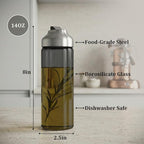 Aelga Olive Oil Dispenser Bottle for Kitchen, 14oz Dark Glass Vinegar Dispenser, Auto Flip Lid, UV-Protected Oil Cruet with Drip-Free Pour Spout