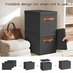 Homsorout Storage Bins with Lids - Large Fabric Closet Bins with Lid, 8 Pack Clothes Organizers and Storage, Collapsible Stackable Cube Basket for Home, Office, Dorm, Black