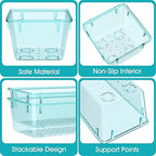 StorMiracle 13 PCS Clear Plastic Drawer Organizers Set, 4 Size Desk Drawer Organizer Trays for Makeup, Jewelry, Kitchen Utensils, Gadgets and Office Accessories, Sea Blue