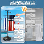 Pool Towel Rack with Wheels for Indoor Outdoor Use, 63 Inch Towel Holder with Storage Tray, 6 Adjustable Bars Hot Tub Accessories, Free Standing Towel Rack for Pool, Spa, Hot Tub