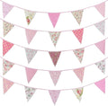 Zwiebeco 39Ft Pink Floral Fabric Bunting Banner Triangle Flag Party Decorations Hanging Cotton Rustic Vintage Flowers Garland Pennants for Wedding Birthday Tea Nursery Home Outdoor Garden Accessories