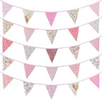 Zwiebeco 39Ft Pink Floral Fabric Bunting Banner Triangle Flag Party Decorations Hanging Cotton Rustic Vintage Flowers Garland Pennants for Wedding Birthday Tea Nursery Home Outdoor Garden Accessories