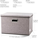 PRANDOM Large Collapsible Storage Bins with Lids [3-Pack] Linen/Cotton Blend Foldable Storage Boxes Organizer Containers Baskets Cube with Cover for Home Bedroom Closet Office Nursery(17.7x11.8x11.8)