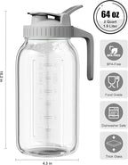 OneDream Glass Pitcher with Lid – 64oz Glass Mason Jar Pitcher with Wide Mouth, Airtight Seal, Leak-Proof, Spout Design – Ideal for Iced Tea, Sun Tea, Cold Beverages, and Home Entertaining