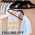 Velvet Hangers, 50 Pack Black Slim Felt Hangers with 360 Swivel Hook, Non-Slip, Heavy Duty for Coats, Pants & Dresses