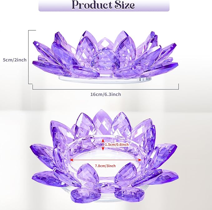 Crystal Flower Jewelry Tray, Transparent Decorative Trinket Dish for Rings, Earrings, Necklaces, Keys for Vanity Dresser Nightstand, Elegant Gift for Women Mother's Day (2, 6.3"(W)- Purple)