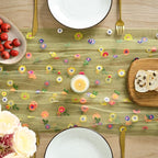 Artoid Mode Green Embroidery Daisy Spring Gauze Table Runner 59x120 Inch 10FT, Seasonal Sheer Kitchen Dining Holiday Wedding Birthday Table Decor for Home Party