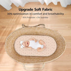 Baby Bassinet Sheets Girl Boy, Fitted Bassinet Sheet Set 3 Pack Bassinet Mattress Sheets Universal Fit for Rectangle, Round, Oval, Hourglass Mattress, Soft Breathable White Brown Sun God