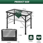 WildFinder Folding Table, 2x1.3 FT Camping Table with Mesh Desktop,Folding Grill Table with Mesh Bag,Portable Outdoor for Picnic,Camping,BBQ,Beach(Black)