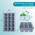 Silicone Ice Cube Trays with Lids 3-Pack, 15-Cavity Ice Tray Set for Freezer, Easy-Release BPA-free Ice Cube Mold for Whiskey, Coffee, Cocktails and More (3, Green+Blue+Pink)
