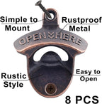 8 PCS Bottle Opener Wall Mount, Vintage Screw in Cola Opener Bulk for DIY Beer Gifts
