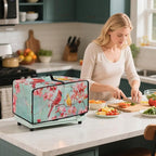 Cardinal Cherry Blossom Print Microwave Oven Cover Waterproof Dust-Proof Microwave Toaster Oven Cover with Storage Bags Universal Washable Decor Accessories for Kitchen, M