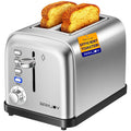 RAMJOY Toaster 2 Slice, Extra Wide Slot Toaster for Bagels, Bread, Waffles, 7 Shade Settings, 4 Main Functions, Removable Crumb Tray, 900 Watts Toasters, Brushed Stainless Steel