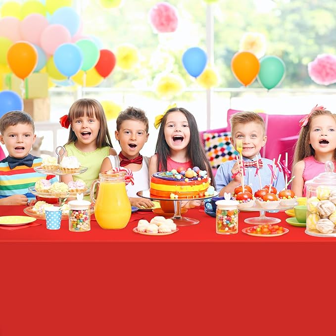 16 Pack Red Plastic Tablecloth for Rectangle Tables, Premium Decorative Red Disposable Table Cloths for Parties, Rectangle Party Table Cover for Birthday, Wedding, Christmas, Anniversary, 54 x 108Inch