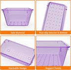 StorMiracle 32 PCS Clear Plastic Drawer Organizer Set, 4-Size vanity organizer Trays and Storage Bins for Makeup, Jewelry and Gadgets in Bedroom, Bathroom and Office, Clear Purple