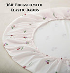 SDY Jersey Cherry Bassinet Sheets for Baby Girls,32 "x 16 "x 4", 2 Pack,Pink Cute Kawaii Standard Oval/Retangle Fitted Bassinet Sheets for Toddler,Super Soft Breathable