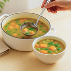 FJNATINH Soup Ladle, Stainless Steel Ladle with Heat Resistant Wooden Handle, Food Grade Metal Cooking Soup Spoon Kitchen Tools, Easy to Clean