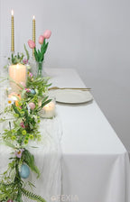 FEXIA 3 Pack White Cheesecloth Table Runner 35x120 Inches for Baby Shower Decoration Spring Easter Ivory Table Runner for Wedding Party First Communion Centerpiece Engagement Bridal Shower Decoration