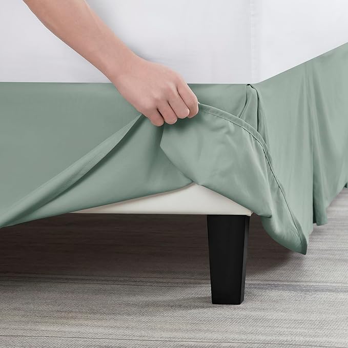 Nestl Sage Green Twin Bed Skirt - Twin Size Bed Skirt 14 Inch Drop - Brushed Microfiber Bed Skirts - Hotel Quality Pleated Bed Skirt - Shrinkage & Fade Resistant
