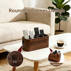 Acacia Wood Remote Control Holder, Walnut Color TV Remote Holder with 4 Adjustable Compartments, Wooden Remote Caddy Organizer for Table, Desk, Nightstand, Living Room, Office