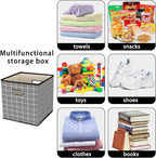 STOREONE Fabric Storage Bins Cubes Baskets Containers-(11X11X11) with Dual Handles for Shelf Closet, Nursery Home ， Bedroom Organizers, Foldable Set of 3 (Grey grid)