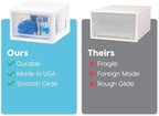 IRIS USA 14.5 Qt. Plastic Drawer Storage Organizer Stacking Drawers, 3-Pack, Stackable Unit with Sliding Drawer for Clothes Bedroom Kitchen Under Sink Pantry Craft Room Bathroom Dorm Office, White